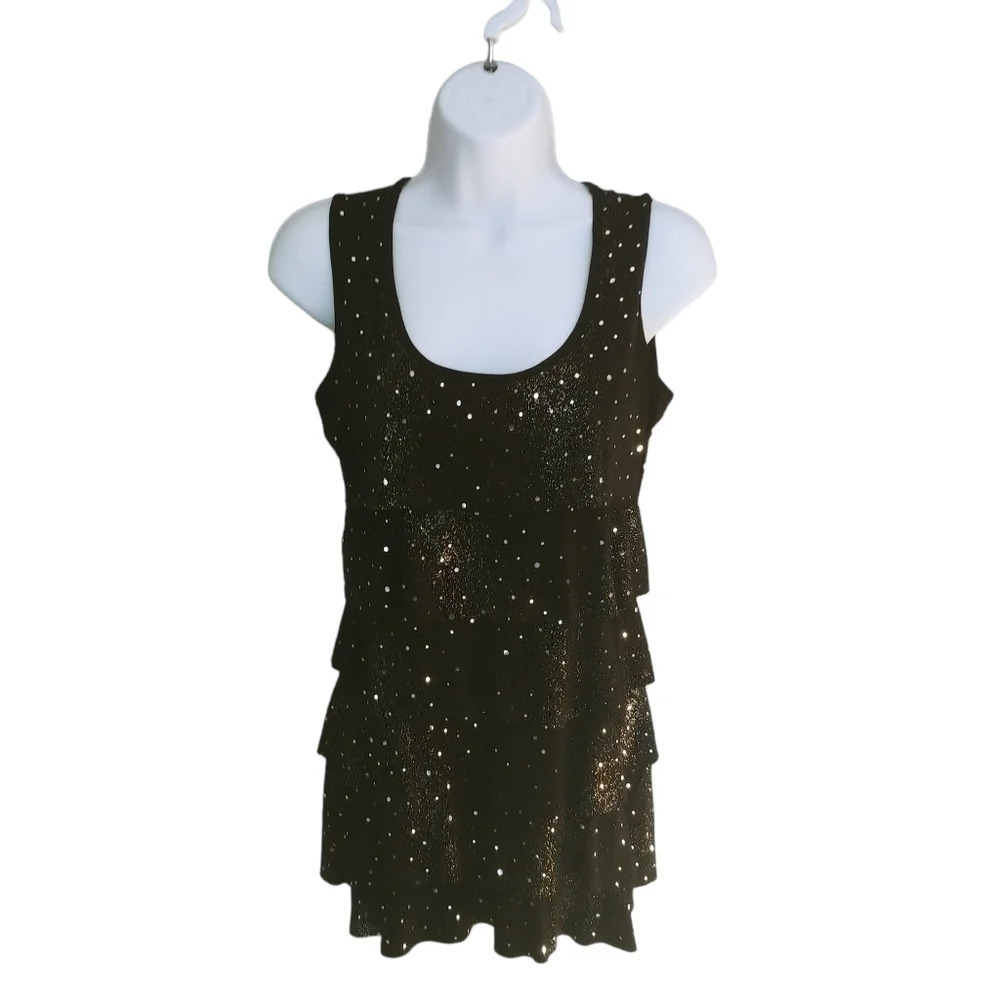 MIA Black Sparkles Multi-layered Top Medium
